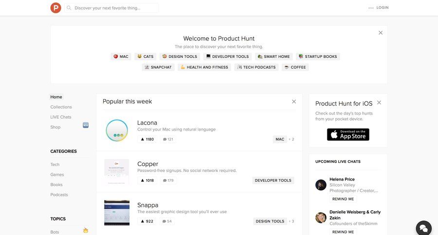 Product Hunt
				 page example