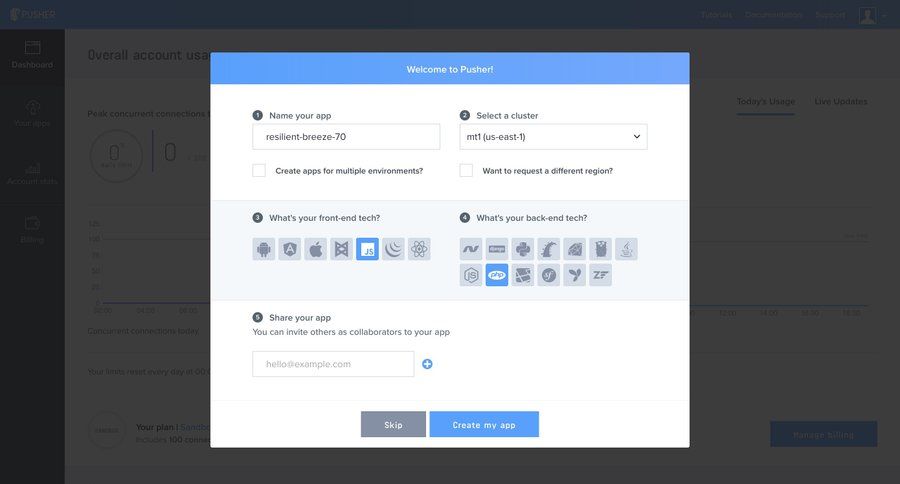 Pusher
				onboarding page example