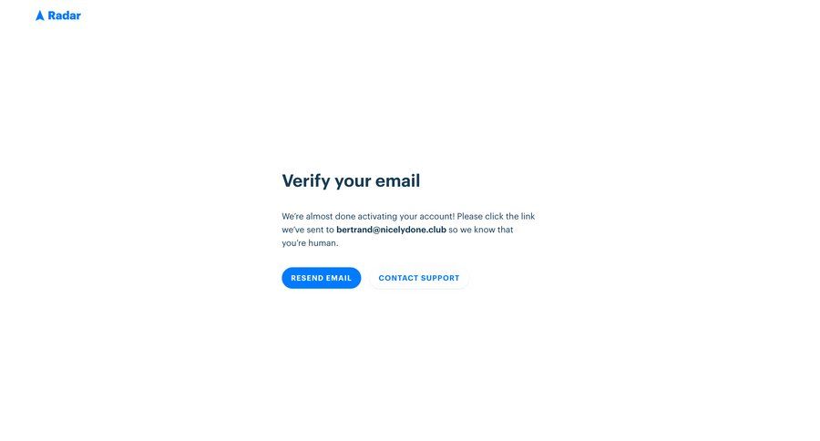 Radar
				signup page example