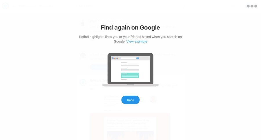Refind
				onboarding page example