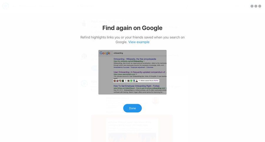 Refind
				onboarding page example