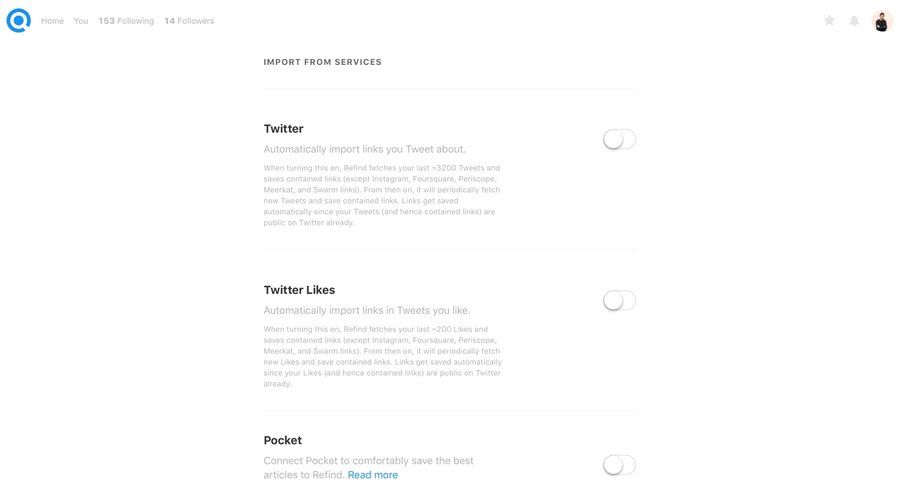 Refind
				settings page example