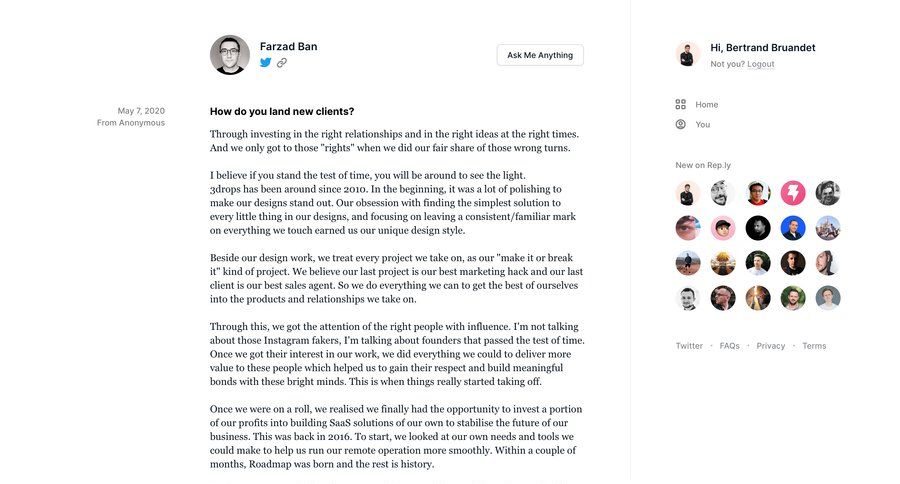 Rep.ly
				profile page example