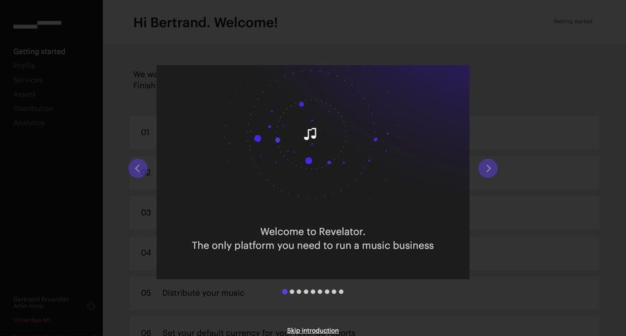 Revelator
				onboarding page example