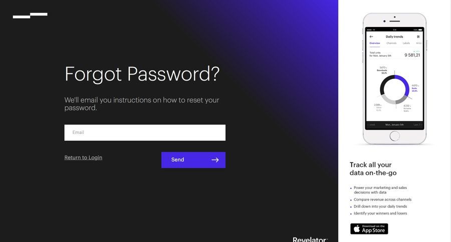 Revelator
				password reset page example