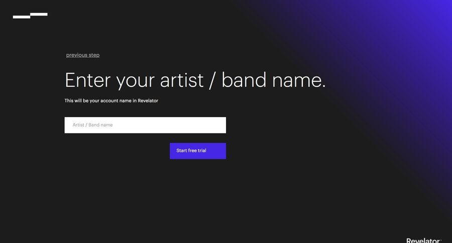Revelator
				signup page example