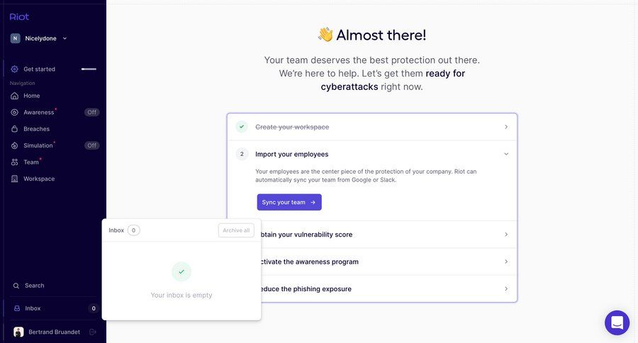 Riot
				notification page example