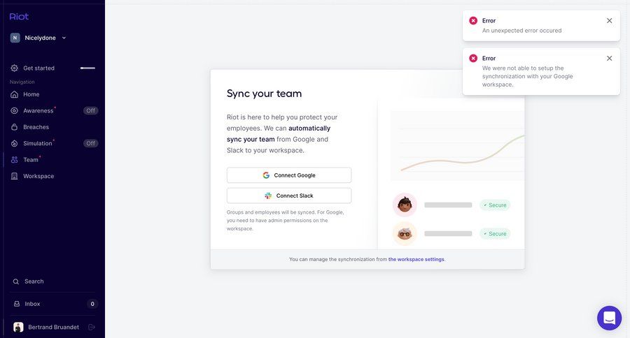 Riot
				notification page example