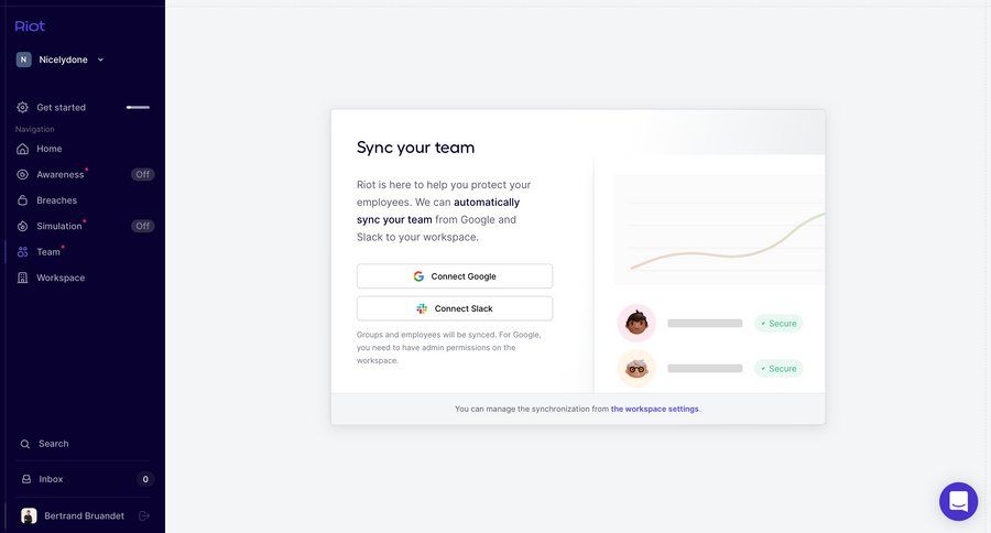 Riot
				onboarding page example