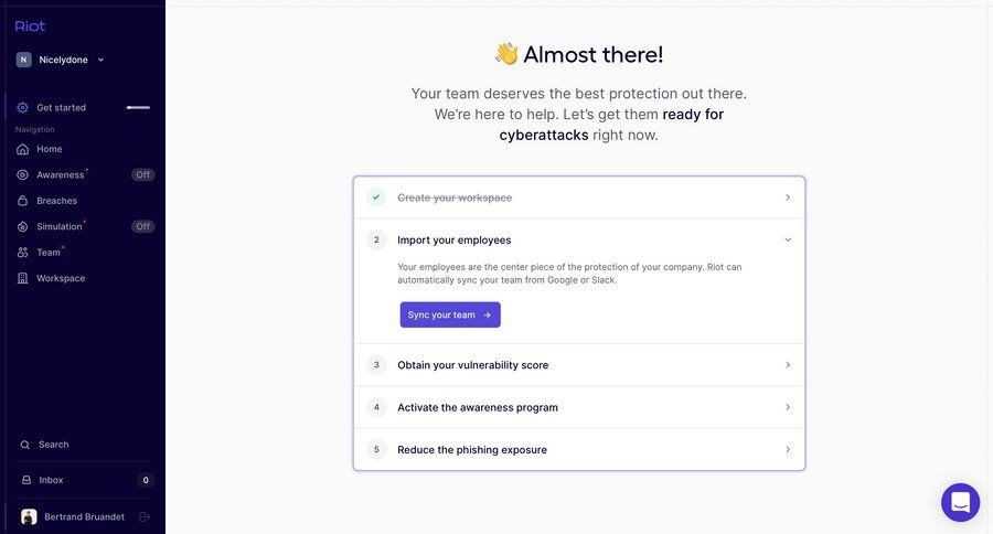 Riot
				onboarding page example