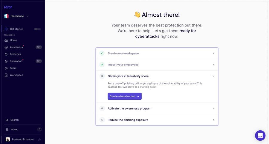 Riot
				onboarding page example