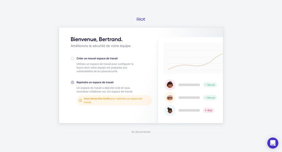 Riot
				onboarding page example