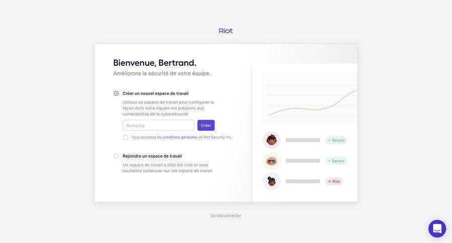 Riot
				onboarding page example