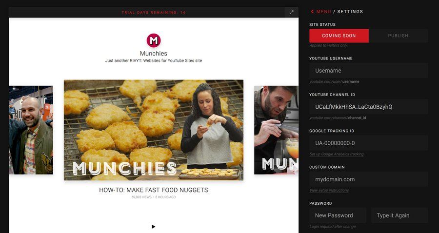 Rivyt
				settings page example