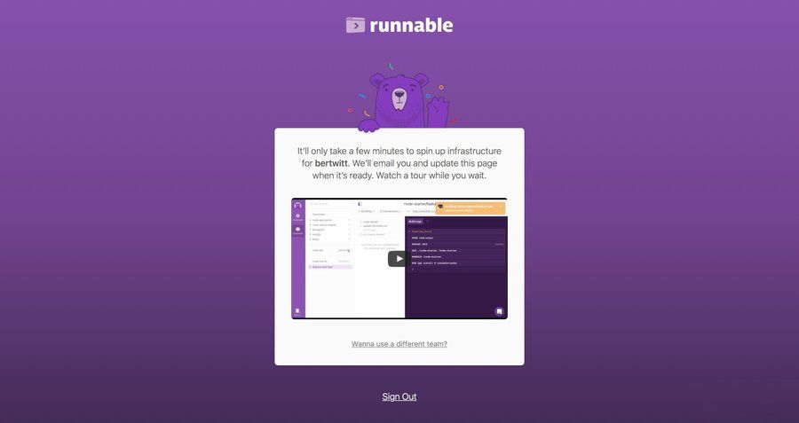 Runnable
				onboarding page example