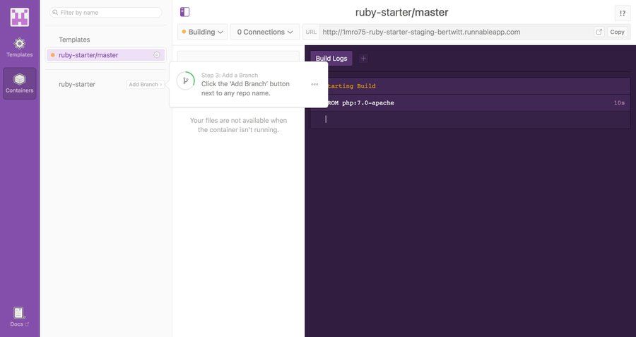 Runnable
				onboarding page example