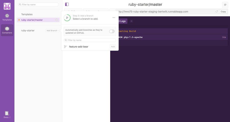 Runnable
				onboarding page example