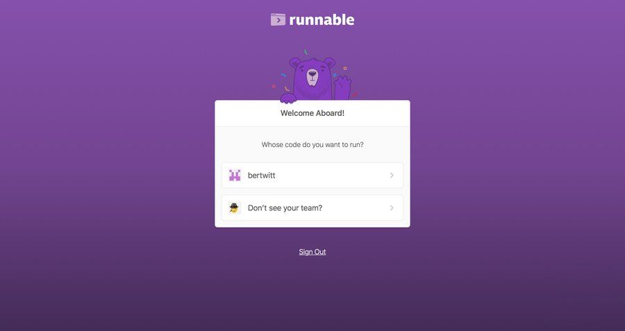 Runnable
				onboarding page example