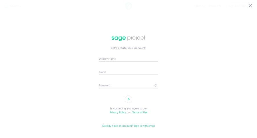 Sage project
				signup page example