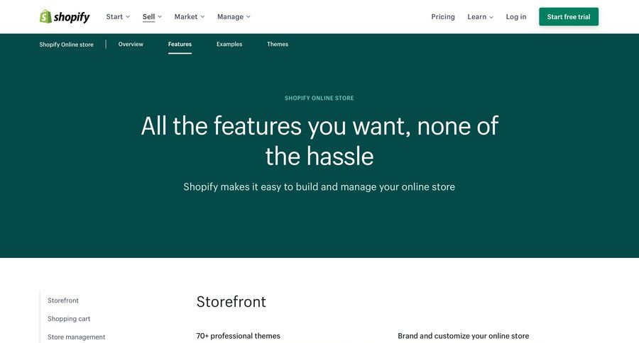 Shopify screen example
