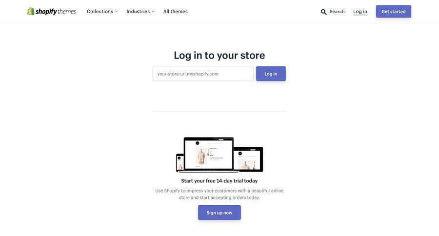 Shopify
				signin page example