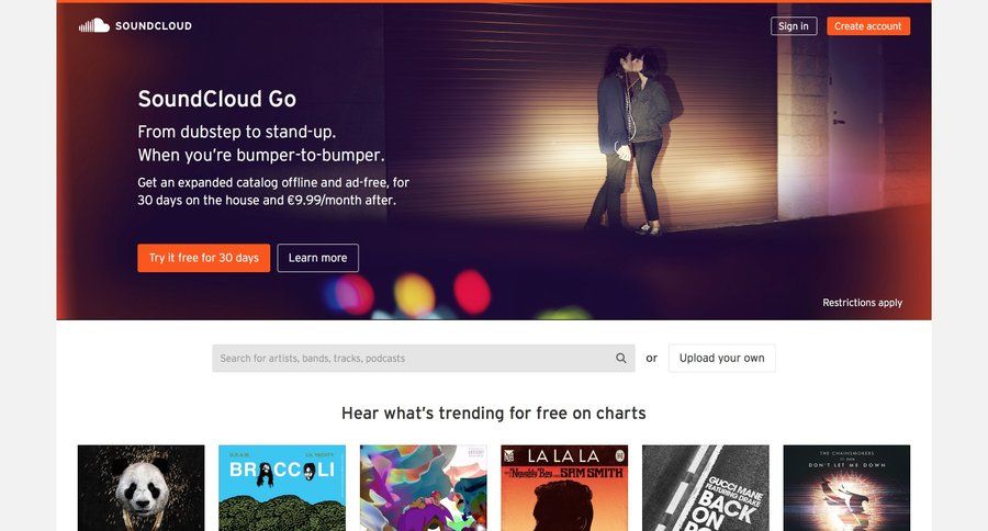 Soundcloud
				 page example