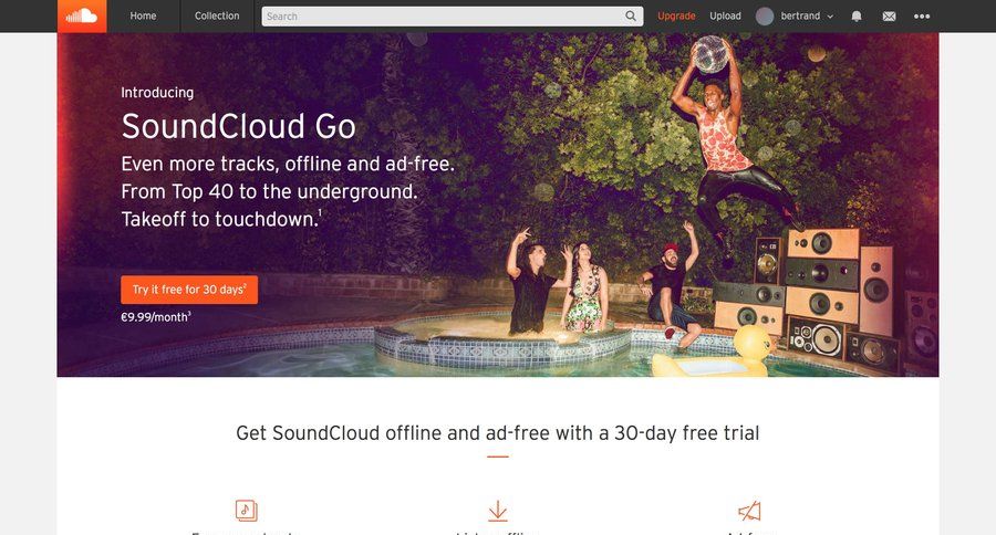 Soundcloud
				plans & pricing (in app) page example