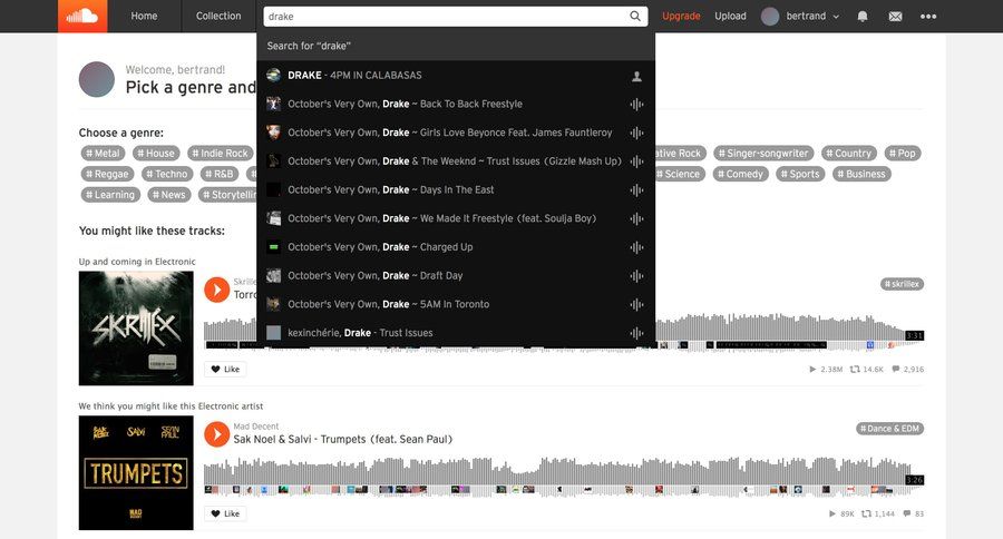 Soundcloud
				dropdown & other states page example