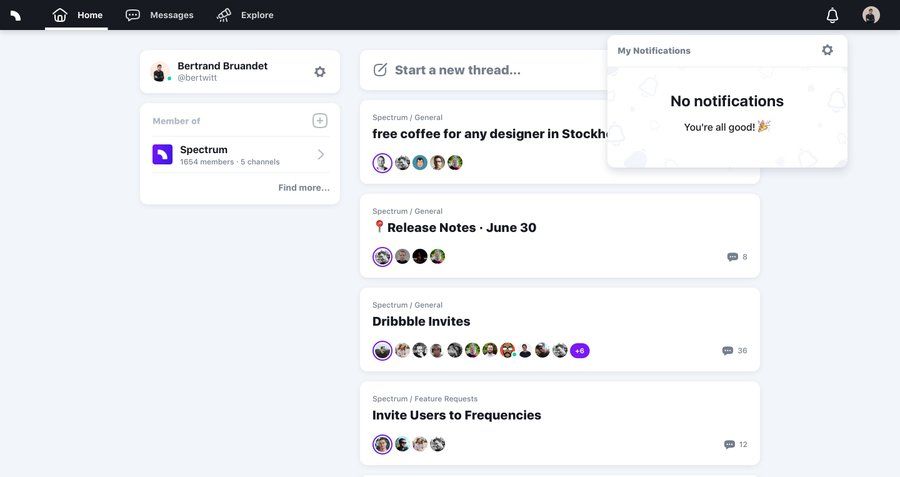 Spectrum
				notification page example