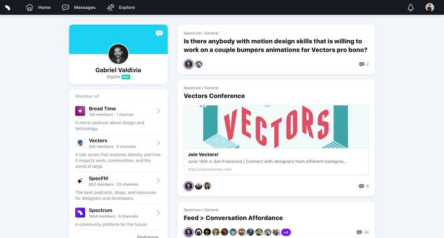 Spectrum
				profile page example