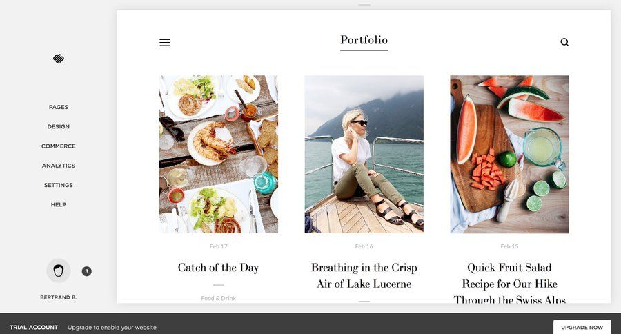 Squarespace
				home page example