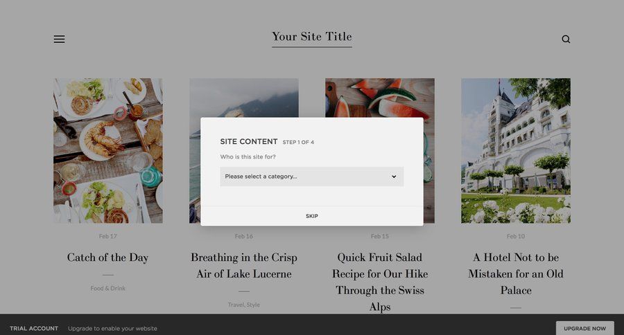 Squarespace
				onboarding page example