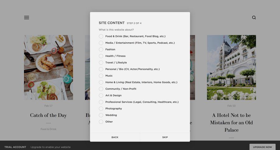 Squarespace
				onboarding page example