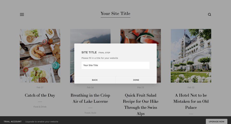 Squarespace
				onboarding page example