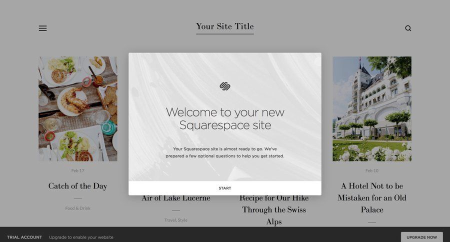 Squarespace
				onboarding page example