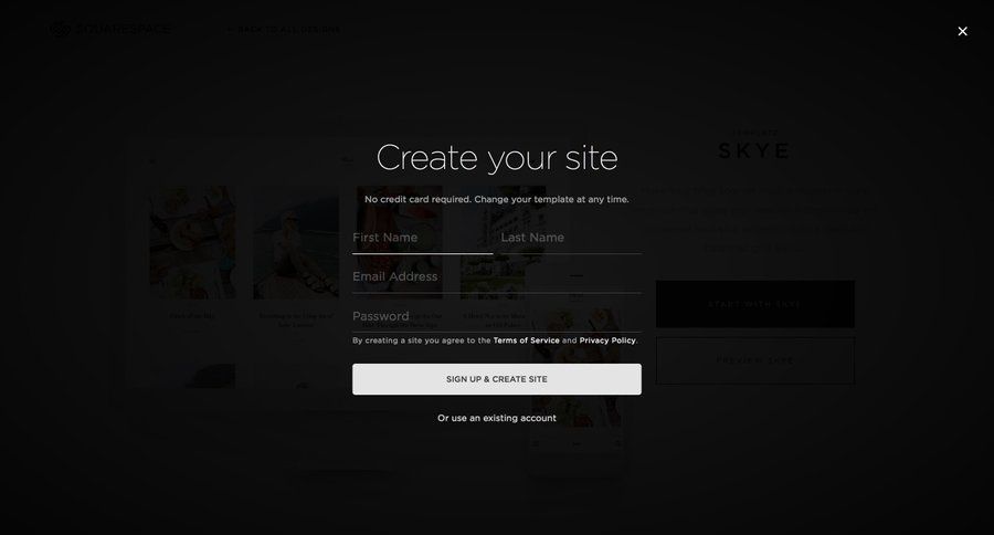 Squarespace
				signup page example