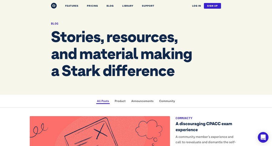 Stark
				blog page example