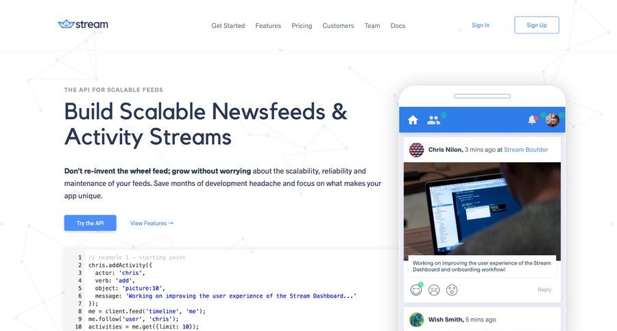 Stream
				landing page page example