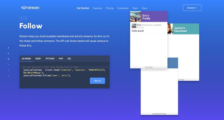 Stream
				onboarding page example