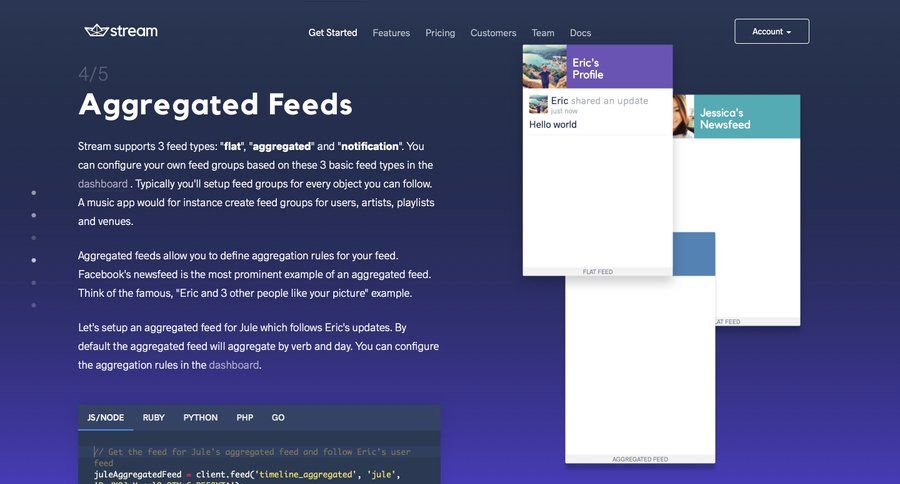 Stream
				onboarding page example