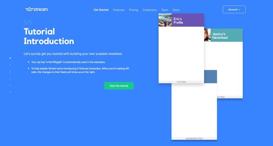 Stream
				onboarding page example