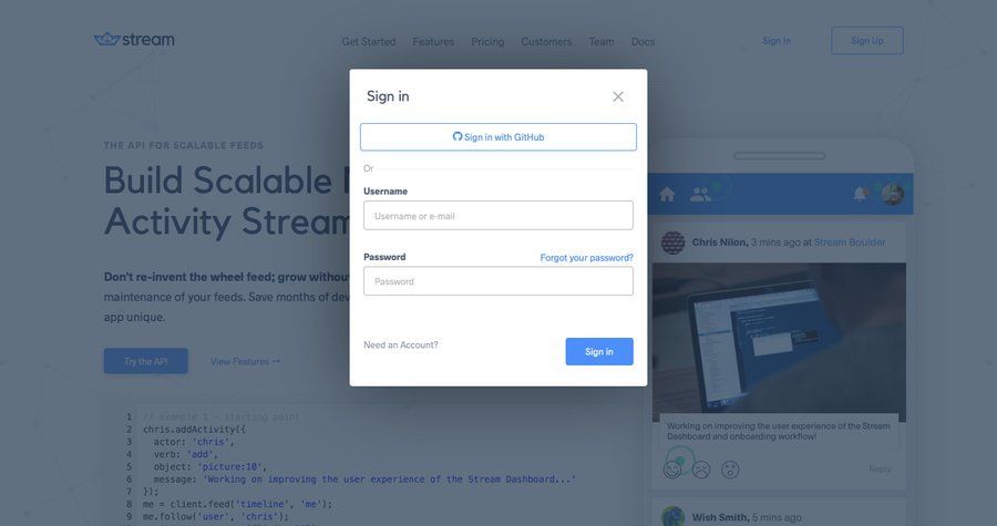 Stream
				signin page example
