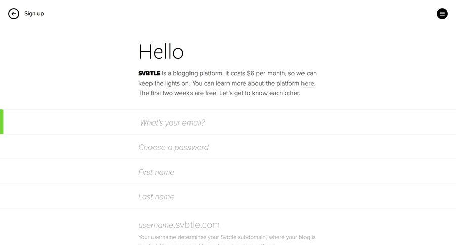 Svbtle
				signup page example