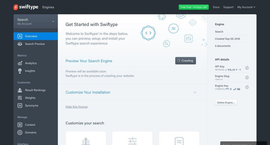 Swiftype
				home page example