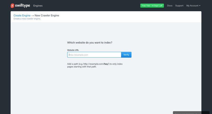 Swiftype
				onboarding page example