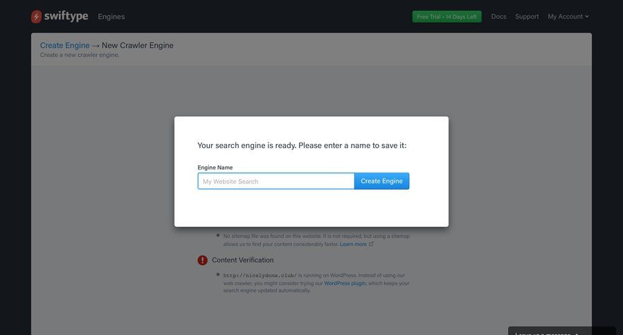 Swiftype
				onboarding page example
