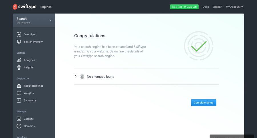 Swiftype
				onboarding page example