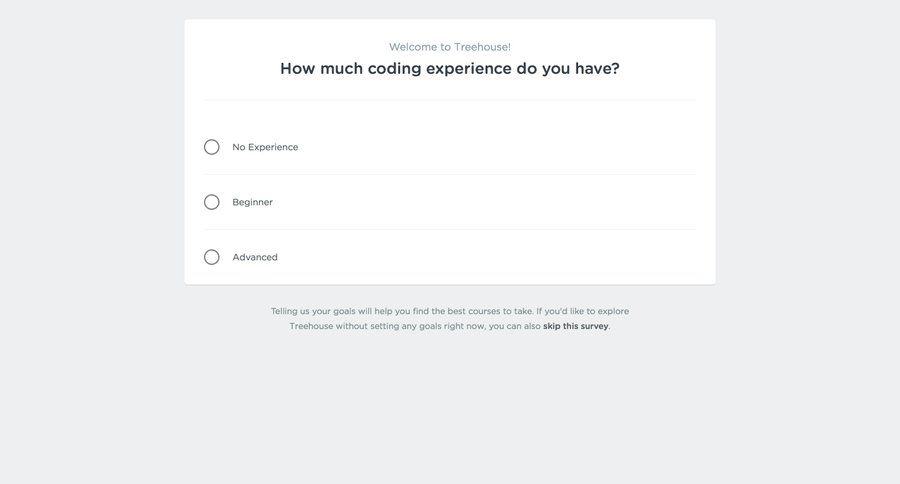Treehouse
				onboarding page example