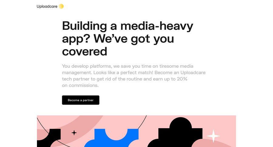 Uploadcare
				partner program & affiliation page example