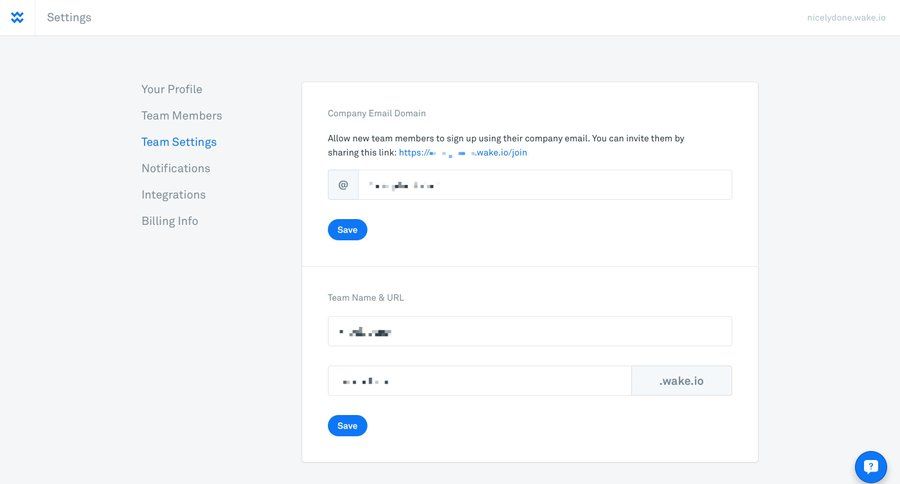Wake
				settings page example
